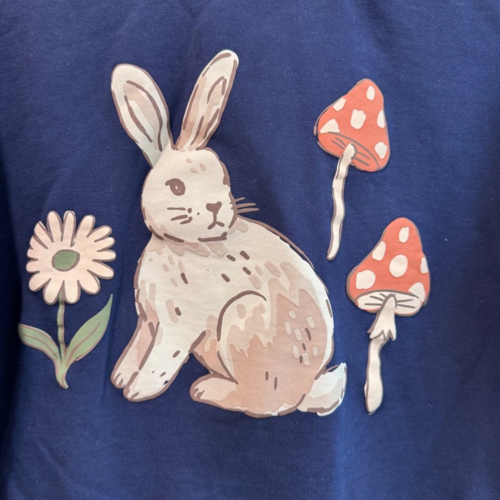 Princess Highway Kids Navy‎ Bunny Flower Mushroom Graphic Sweatshirt Size 10 - Picture 3 of 5